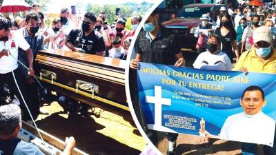 Entre globos y aplausos dieron el último adiós al sacerdote el sábado en Santa CRuz de Yojoa.