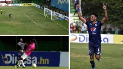 Ángel Tejeda marcó de penal el primer gol del Motagua frente al Marathón en el Yankel en el partido de la jornada 13 del Torneo Apertura 2022.