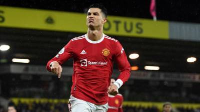 Cristiano Ronaldo celebrando su gol que dio el triunfo al Manchester United ante el Norwich.