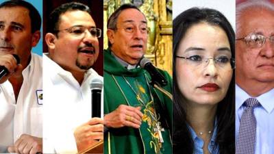 Juan Carlos Sikaffy (Cohep), Omar Rivera (Fonac), cardenal Óscar A. Rodríguez, Gabriela Castellanos (CNA) y Francisco Herrera (Unah).