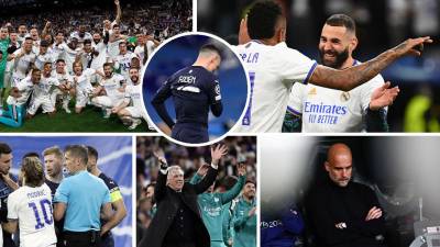 Las imágenes de la heroica remontada del Real Madrid (3-1 global 6-5) contra el Manchester City para clasificar a la final de la Champions League 2021-2022 en una noche histórica en el estadio Santiago Bernabéu.