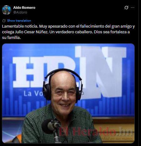 Dolorosos mensajes: Consternación en Honduras por muerte de Julio César Núñez