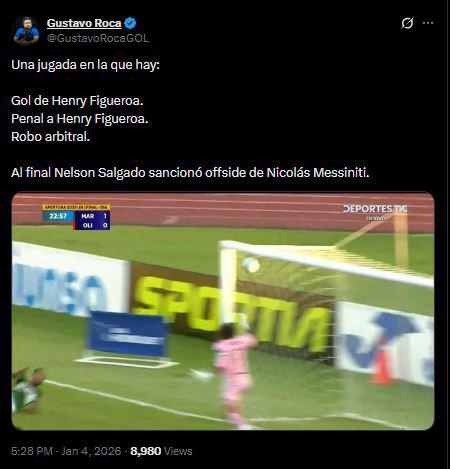 Revuelo tras final de ida Marathón vs Olimpia y señalan polémica acción