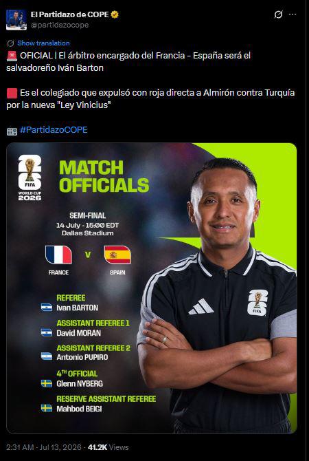 Revuelo por Barton en el Mundial: famoso español reacciona y lanzan advertencia