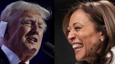 Dos fotografías que muestran al expresidente de los Estados Unidos, Donald Trump, y a la vicepresidenta de los Estados Unidos, Kamala Harris.