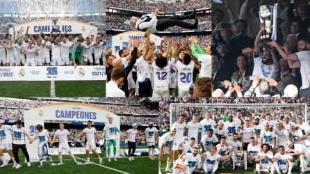 A continuación te mostramos las imágenes más curiosas de los festejos de la plantilla del Real Madrid tras la obtención del título de la Liga de España. Un crack decidió no celebrar y en el Santiago Bernabéu tuvieron un lindo gesto con Cristiano Ronaldo.