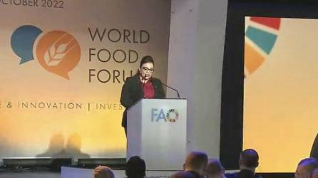 Xiomara Castro en su discurso ante la FAO.