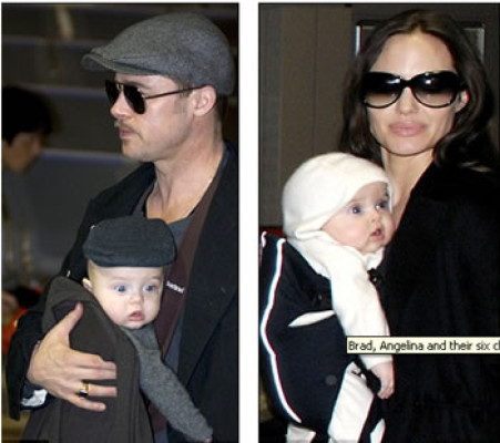 Brad Pitt y Jolie llegan a Japón con sus seis hijos