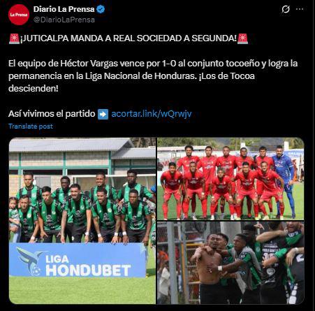 Prensa reacciona: esto dicen tras nuevo descenso de Real Sociedad en Honduras