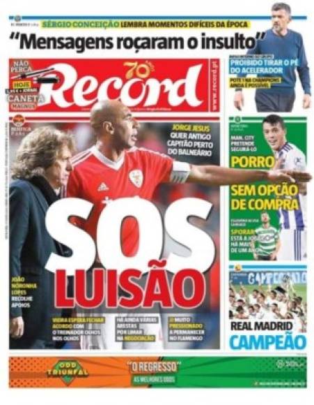 Diario Récord de Portugal - 'Real Madrid, campeón'.