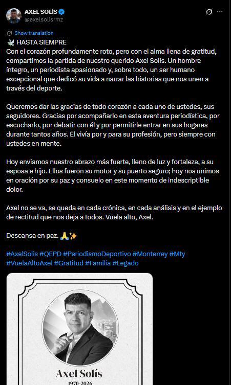Conmoción: Muere reconocido periodista y revelan la causa; estuvo en Televisa
