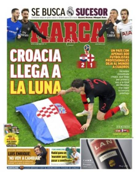 Portada del diario Marca: 'Croacia llega a la luna'.