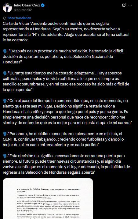 Revuelo tras renuncia de Vandenbroucke a la Selección y exfutbolista deja duro dardo