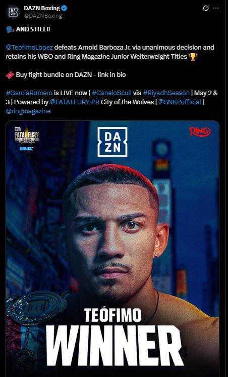 Revuelo mundial por Teófimo López: Cátedra sobre el ring y “sigue siendo campeón