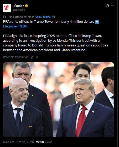 Escándalo sacude a FIFA: destapan salario secreto de Infantino y acuerdo con Trump