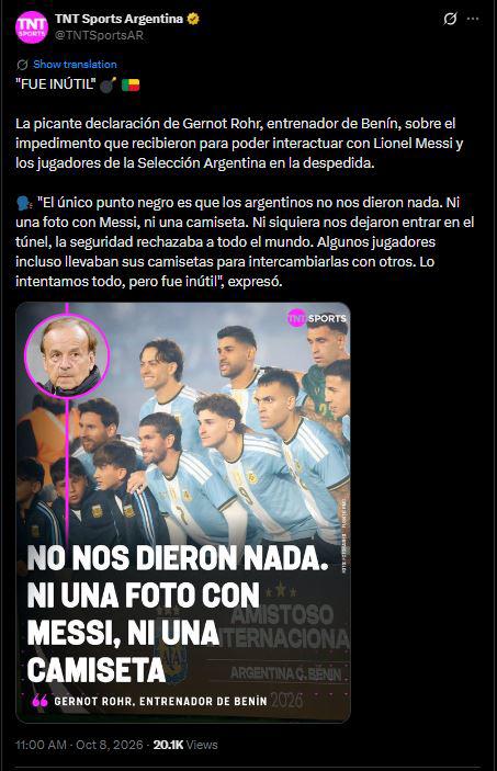 ¡Argentina en la mira! Revela lo sufrido en despedida de Messi: No nos dieron nada