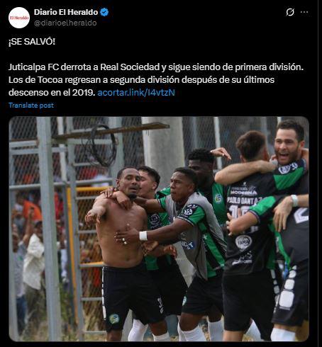 Prensa reacciona: esto dicen tras nuevo descenso de Real Sociedad en Honduras