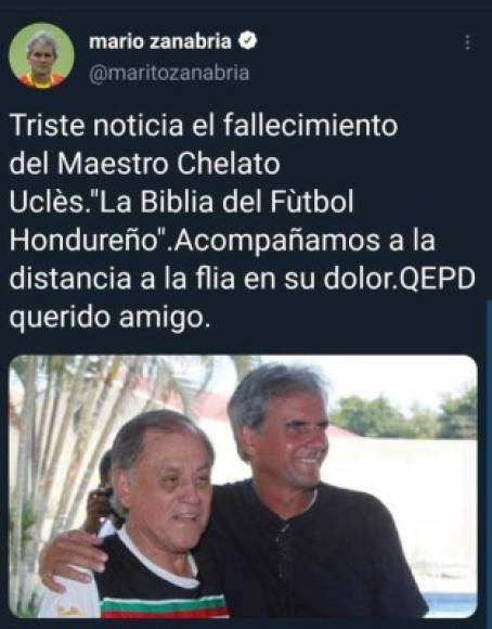 El histórico exjugador argentino y entrenador Mario Zanabria se despidió en sus redes sociales de José de la Paz Herrera.
