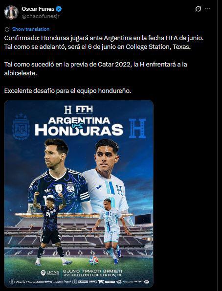 Esto dicen en Argentina por el amistoso vs Honduras; lanzan advertencia