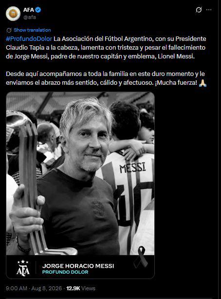Conmoción tras muerte de Jorge Messi: Barcelona-Real Madrid dejan mensajes a Leo
