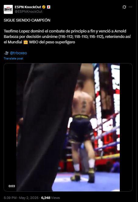 Revuelo mundial por Teófimo López: Cátedra sobre el ring y “sigue siendo campeón