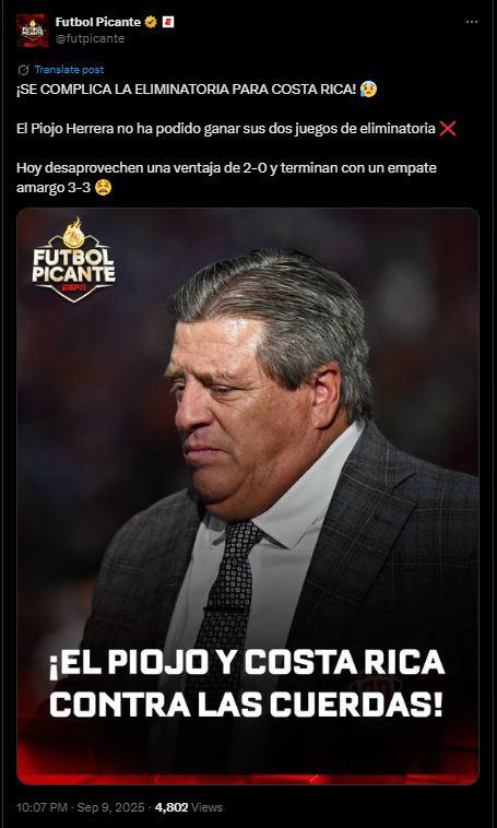 Indignación y enfado en Costa Rica: Exigen salida del Piojo Herrera