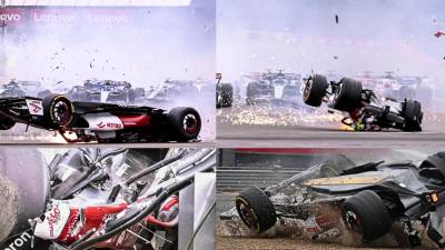 Este domingo se produjo un espeluznante accidente en el Gran Premio de Gran Bretaña de Fórmula 1 en donde tres pilotos se vieron involucrados. Tres pilotos se vieron involucrados y están vivos de milagro.