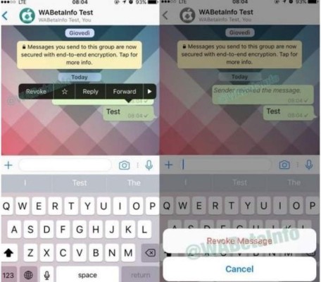 Actualización de WhatsApp deja borrar mensajes enviados