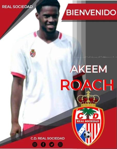 Akeem Roach: Delantero trinitense que fue fichado por la Real Sociedad de Tocoa. Cuenta con 26 años de edad.