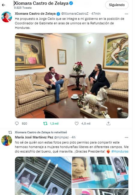 El usuario de Xiomara en Twitter es @XiomaraCastroZ