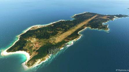 Fotografía aérea de Islas del Cisne. Las islas no están habitadas, pero sí hay presencia militar.