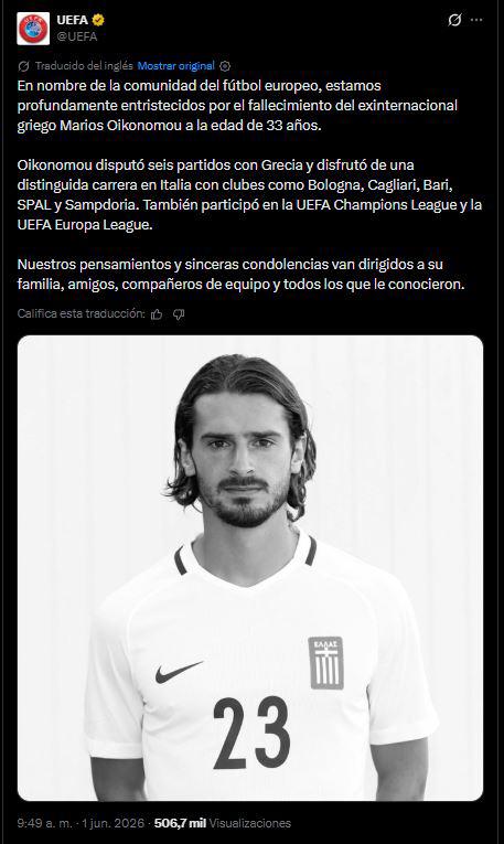 Tragedia: Muere exfutbolista tras terrible accidente; UEFA deja mensaje