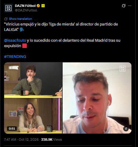 Revelan qué le dijo Vinicius al árbitro y sale a la luz empujón a empleado