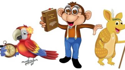 Maya, la guacamaya; Pancho, el mono; y Cuco, el cusuco, son los guías de esta aventura.