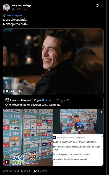 Kervin Arriaga y su dardo a Rely tras goleada de Honduras a Haití; él responde