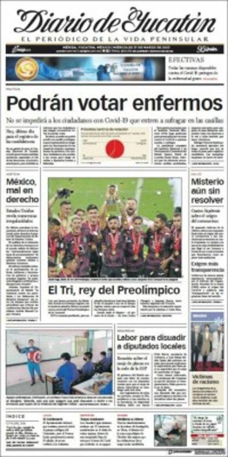 Diario de Yucatán: “El Tri, rey del Preolímpico“.
