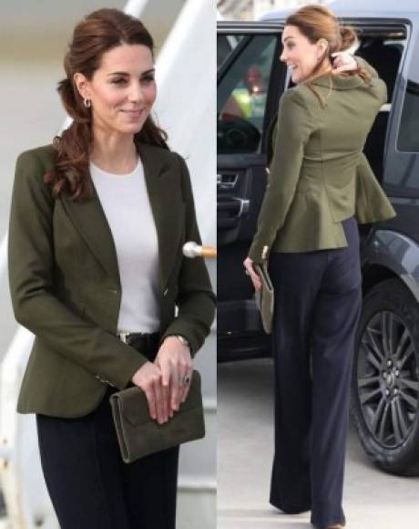 Imitación o no, Kate Middleton lución confiable en su chaqueta verde con botones dorados de la marca Smythe, que usó anteriormente en su gira real en Canadá en 2016.<br/><br/>