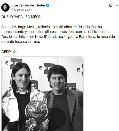 Conmoción tras muerte de Jorge Messi: Barcelona-Real Madrid dejan mensajes a Leo