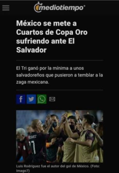 Mediotiempo en su portal señaló que México sufrió ante El Salvador.