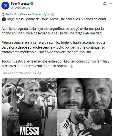 Conmoción tras muerte de Jorge Messi: Barcelona-Real Madrid dejan mensajes a Leo