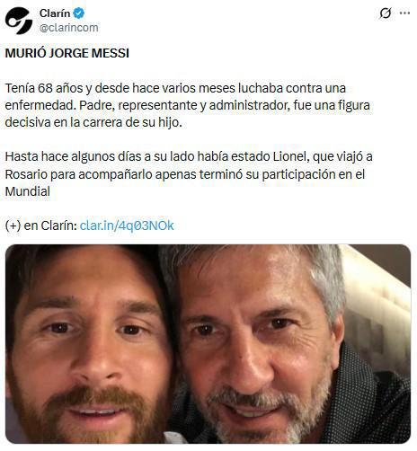 Conmoción tras muerte de Jorge Messi: Barcelona-Real Madrid dejan mensajes a Leo