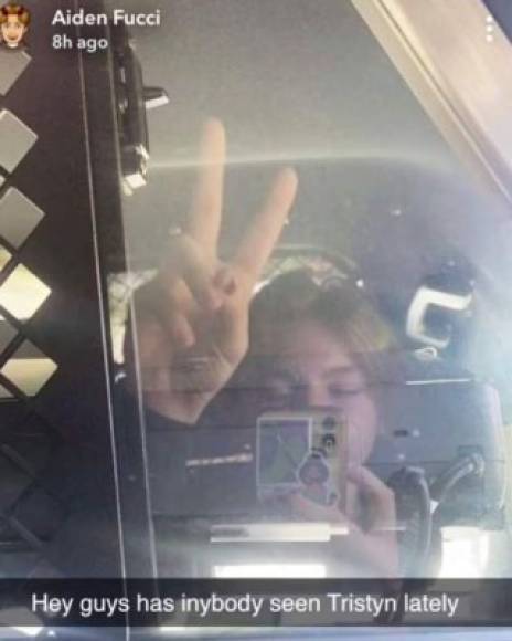 Tras su arresto, Fucci publicó una selfie en Snapchat, mostrando un signo de paz, con la leyenda: '¿Alguien ha visto a Tristyn últimamente?'