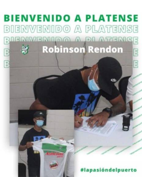 Robinson Rendon: Delantero colombiano que ha sido sido anunciado como nuevo jugador del Platense.