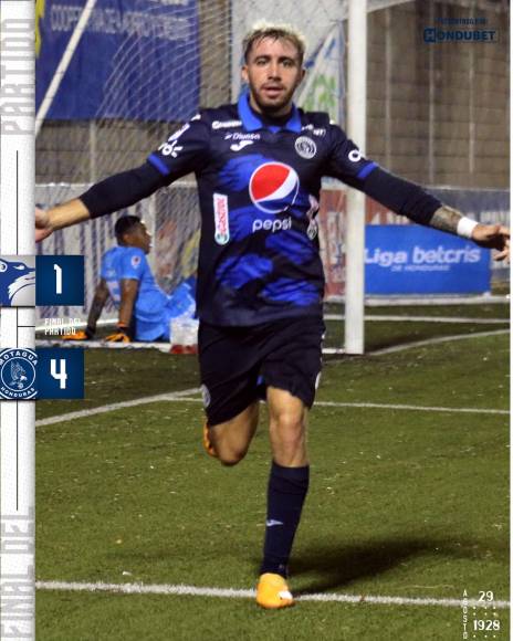 Agustín Auzmendi fue la figura del Motagua en la goleada (1-4) contra los Lobos de la UPN. El delantero argentino marcó dos goles para el triunfo azul.