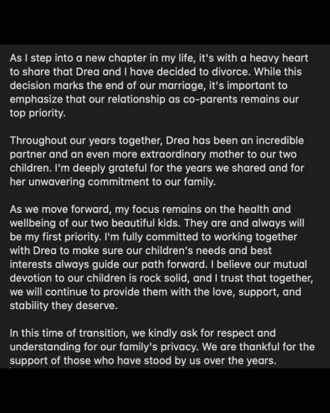 Poco después de convertiese en padre por tercera vez, Ryan García anunció el fin de su relación con Andrea Célina a través de este comunicado.