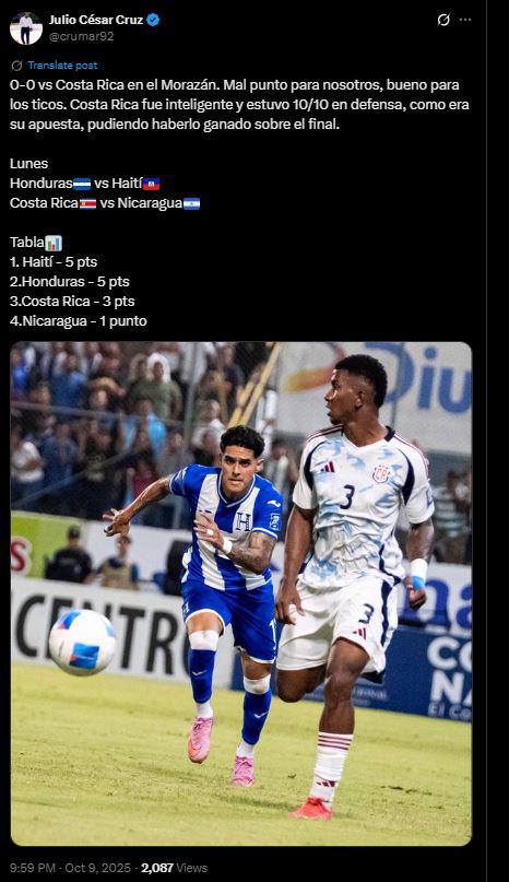 Chepe Bomba reacciona y ticos lanzan queja tras el Honduras vs Costa Rica