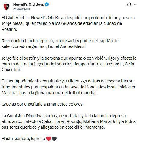 Conmoción tras muerte de Jorge Messi: Barcelona-Real Madrid dejan mensajes a Leo