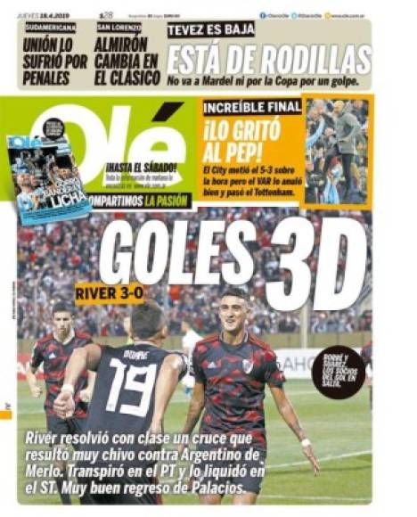 Olé - El diario argentino también destacó la eliminación del Manchester City de Pep Guardiola.