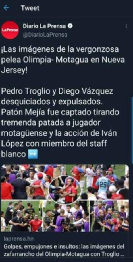 En Diario LA PRENSA calificamos de vergonzosa la pelea que hubo entre las plantillas del Olimpia y Motagua.
