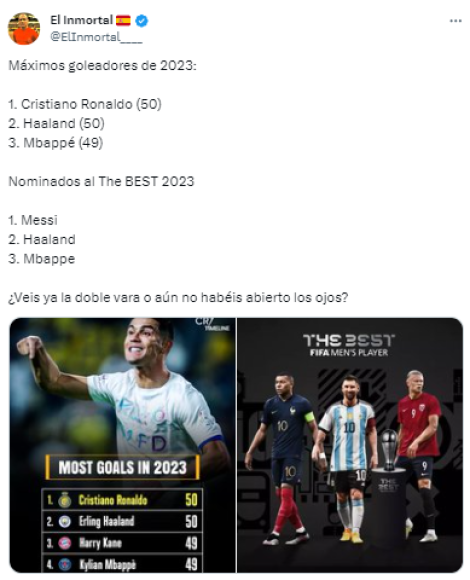También hicieron referencia a los números de Cristiano Ronaldo en el año a diferencia de Lionel Messi. 
